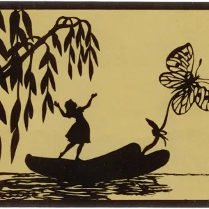 Thumbelina Print: A Butterfly's Gentle Pull Downstream