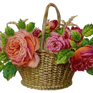 Roses in a Wicker Basket Print