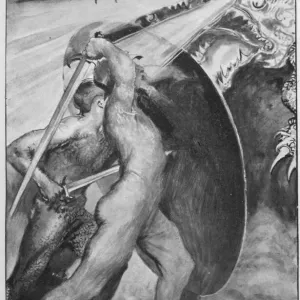 Beowulf Fights the Dragon Print Beowulf Fights the Dragon Print