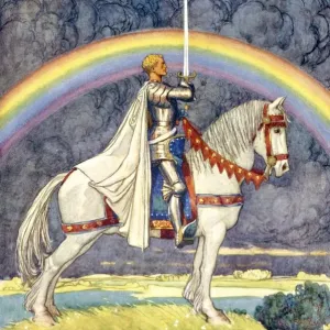 Saint George Print on Horseback with Rainbow Background Saint George Print on Horseback with Rainbow Background