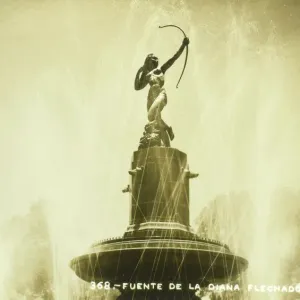 Fountain and Statue of Diana Print, Mexico City circa 1920s Fountain and Statue of Diana Print, Mexico City circa 1920s