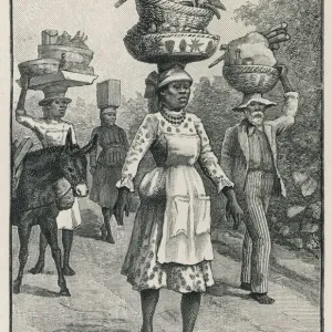 1888 Print of Bananas Carrying fruit to Kingston market 1888 Print of Bananas Carrying fruit to Kingston market