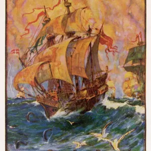 Golden Hind Print: Engraving of Sir Francis Drake's Ship Golden Hind Print: Engraving of Sir Francis Drake's Ship