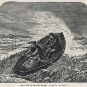 Grace Darling Rowing to Rescue, Print of Heroic Act