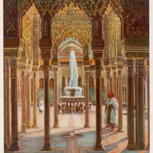 Granada Print: The Court of Lions in the Alhambra Granada Print: The Court of Lions in the Alhambra