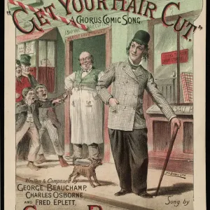 Get Your Hair Cut Print, 19th Century Engraving Get Your Hair Cut Print, 19th Century Engraving