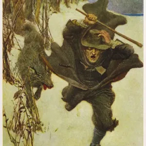 Salem Witches Print: Dr Wilkinson Chased by a Wolf Salem Witches Print: Dr Wilkinson Chased by a Wolf