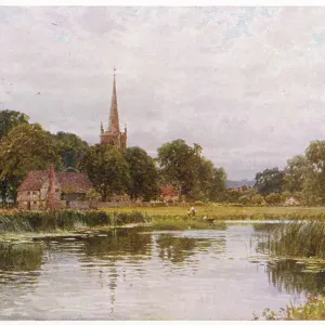 Hemingford Abbots Print, 1909 Watercolour of a Cambridgeshire Village Hemingford Abbots Print, 1909 Watercolour of a Cambridgeshire Village