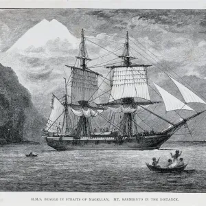 HMS Beagle in the Straits of Magellan Print HMS Beagle in the Straits of Magellan Print