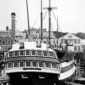 HMS Implacable in Dry Dock, Devonport, 1926 Print HMS Implacable in Dry Dock, Devonport, 1926 Print