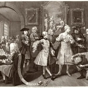 Hogarth's Rake Surrounded by Flattering Artists and Professors Print Hogarth's Rake Surrounded by Flattering Artists and Professors Print