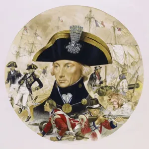 Horatio, Lord Nelson Print - Trafalgar Battle Scene Horatio, Lord Nelson Print - Trafalgar Battle Scene