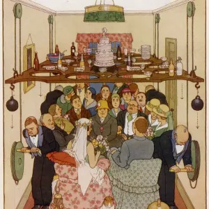 W. Heath Robinson's An Ideal Home No. III: Space Economy At A Wedding Reception Print W. Heath Robinson's An Ideal Home No. III: Space Economy At A Wedding Reception Print