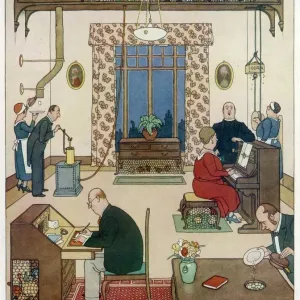 An Ideal Home No. IV: Top-Floor Chicken Farm by W. Heath Robinson, Print An Ideal Home No. IV: Top-Floor Chicken Farm by W. Heath Robinson, Print