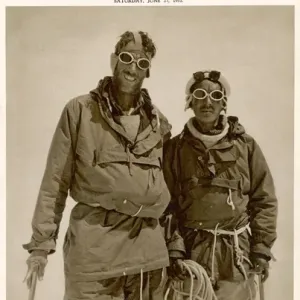 Hillary and Tensing Bhutia Conquering Everest Print 1953 Hillary and Tensing Bhutia Conquering Everest Print 1953