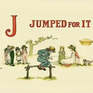 Kate Greenaway's J Jumped for it From A Apple Pie Print 1886 Kate Greenaway's J Jumped for it From A Apple Pie Print 1886