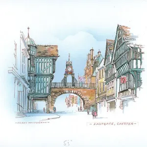 Eastgate, Chester Print by Terry Whitworth