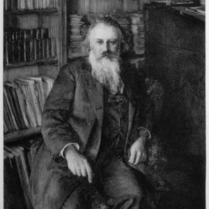 Print of Johannes Brahms in his study Print of Johannes Brahms in his study