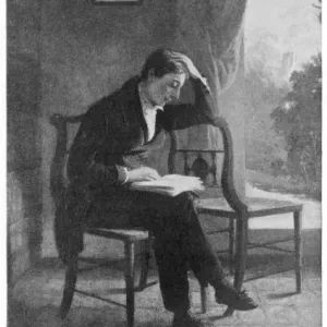 John Keats Print: English poet reading a book at Hampstead John Keats Print: English poet reading a book at Hampstead