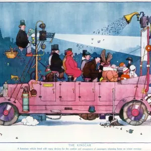 A Futuristic Omnibus by William Heath Robinson, 1920s Print A Futuristic Omnibus by William Heath Robinson, 1920s Print