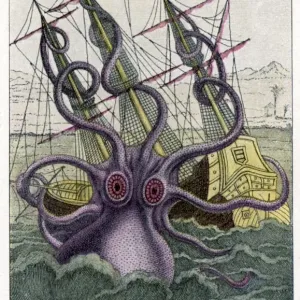 Kraken Attacks a Ship Print Kraken Attacks a Ship Print