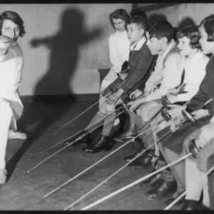 1930s Children's Fencing Lesson Print 1930s Children's Fencing Lesson Print