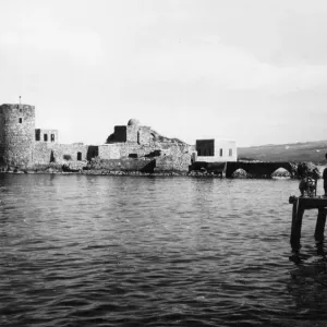 Sidon, Lebanon: Crusader Fortress Print 1930s Sidon, Lebanon: Crusader Fortress Print 1930s