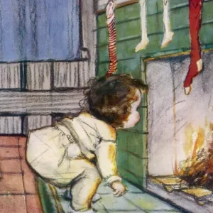 Father Christmas Descending: A Colour Print by Muriel Dawson