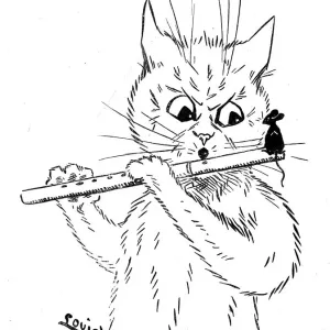Louis Wain - Flute Player and Mouse Print, circa 1900s