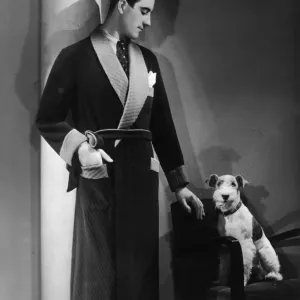 Man in Dressing Gown Print: A Man and His Fox Terrier Man in Dressing Gown Print: A Man and His Fox Terrier