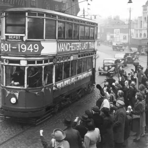 Manchester's Last Tram Print: 1949 Farewell Journey Manchester's Last Tram Print: 1949 Farewell Journey