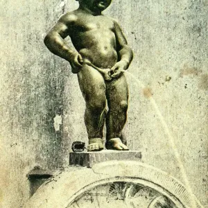 Manneken Pis Statue Print, Brussels, Belgium, 1910s Manneken Pis Statue Print, Brussels, Belgium, 1910s