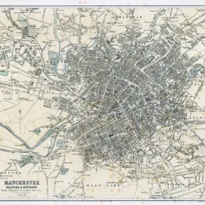Manchester and Environs 1878 Print Manchester and Environs 1878 Print