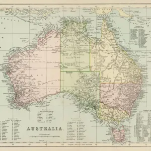 1876 Map of Australia Print with County Names 1876 Map of Australia Print with County Names