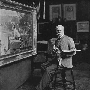 Marcus Stone at Work Print, 19th Century Marcus Stone at Work Print, 19th Century