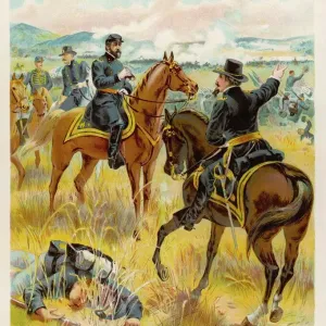 Print of Meade at Gettysburg, a Battle Scene Print of Meade at Gettysburg, a Battle Scene