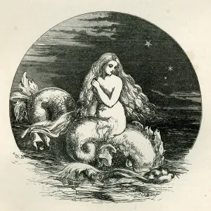 A Midsummer Night's Dream - Mermaid on Dolphin, 1862 Print A Midsummer Night's Dream - Mermaid on Dolphin, 1862 Print