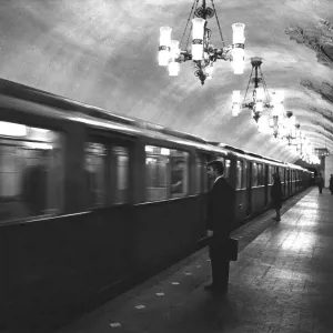 Moscow Underground A Business Man Commuter Print, Late 1960s Moscow Underground A Business Man Commuter Print, Late 1960s