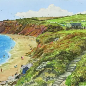 Sandy Bay, Exmouth, Devon Print 1950s Sandy Bay, Exmouth, Devon Print 1950s