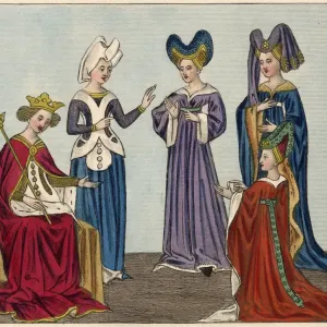 15th Century High-Waisted Houppelandes Print 15th Century High-Waisted Houppelandes Print