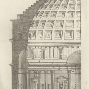 Half cross-section print of the Pantheon's interior Half cross-section print of the Pantheon's interior
