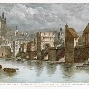 Newcastle Bridge Print - 18th Century Engraving Newcastle Bridge Print - 18th Century Engraving