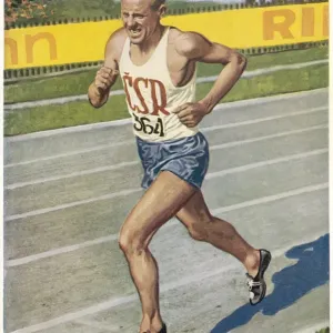 1948 Olympics Print: Emil Zatopek Sets 10,000 Metre Record 1948 Olympics Print: Emil Zatopek Sets 10,000 Metre Record