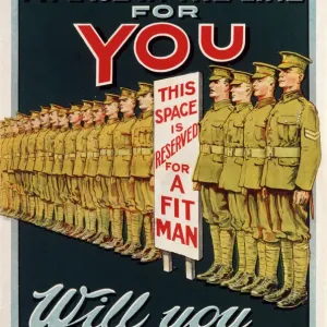 Classic WWI Recruitment Print: "This space is reserved for a fit man" Classic WWI Recruitment Print: "This space is reserved for a fit man"
