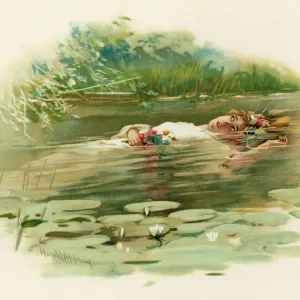 Print of Ophelia Drowning in a River