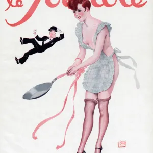 1927 Print of a Young French Woman Tossing a Pancake 1927 Print of a Young French Woman Tossing a Pancake