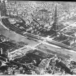 Paris Print from the Air featuring Eiffel Tower and River Seine Paris Print from the Air featuring Eiffel Tower and River Seine