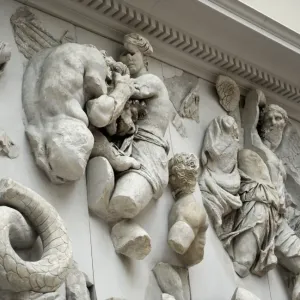 Pergamon Altar Print: Aether and Uranus, Gigantomachy Scene Pergamon Altar Print: Aether and Uranus, Gigantomachy Scene