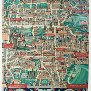Pictorial Map of Edinburgh Print circa 1950s Pictorial Map of Edinburgh Print circa 1950s