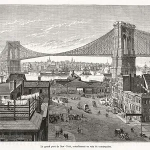 New York Print: Brooklyn Bridge over the East River New York Print: Brooklyn Bridge over the East River